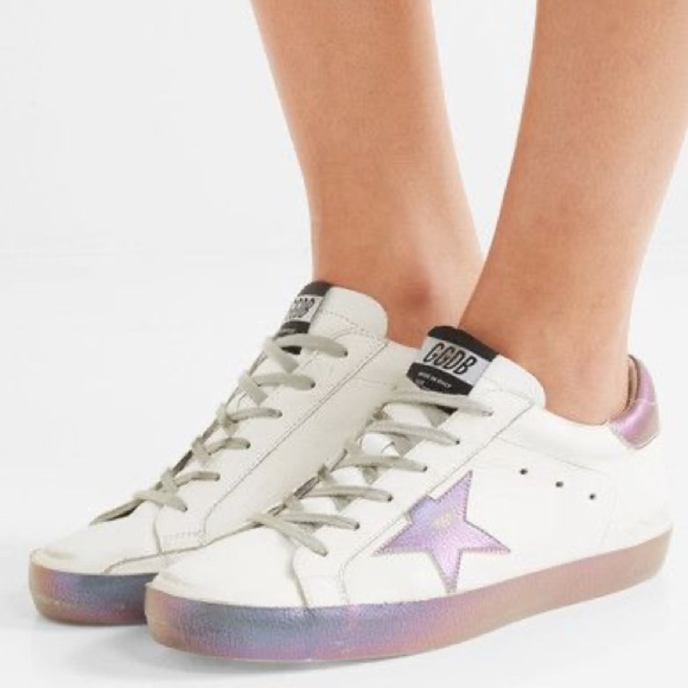 Golden Goose White Iridescent Superstar Trainers